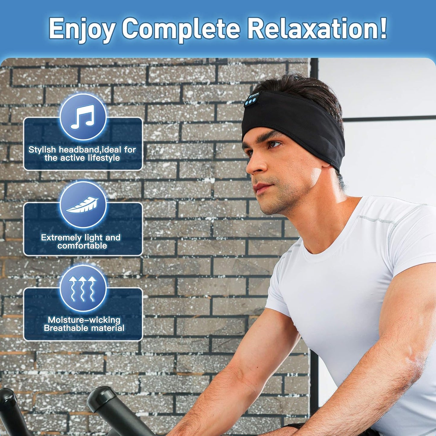 Sleep Headphones Bluetooth Headband, Wireless Headband Headphones Headsets with Thin Speakers, Sleep Earbuds, Sleeping Headphones for Workout Running Yoga Sports Gift for Men Women
