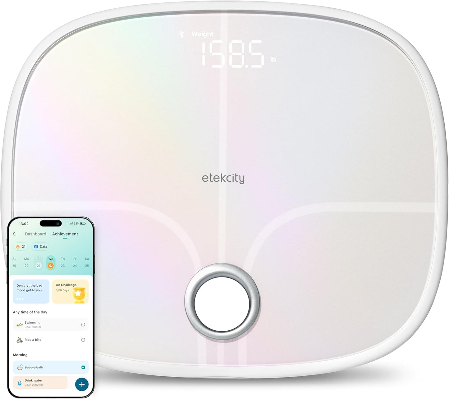 Bathroom Scale for Body Weight, Highly Accurate Digital Electronic Weighing Machine for People, LCD Display, Large Size, 6Mm Tempered Glass for Safe Home Use, Batteries Included, 400 Lbs