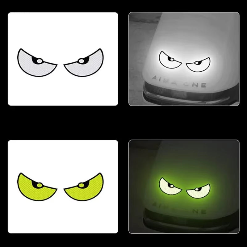 2Pcs Car Reflective Safety Warning Tape Cat Eyes Pattern Night Driving Safety Decals for Auto Truck Motorcycle Reflector Sticker