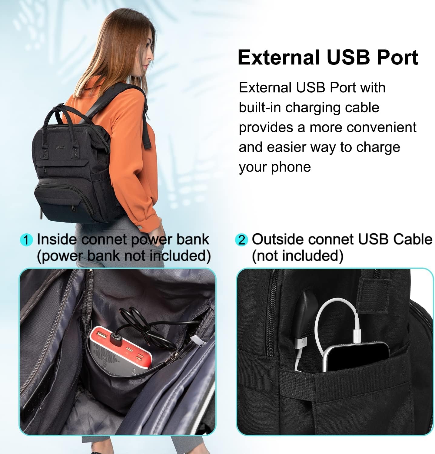 Laptop Backpack for Women, 14 Inch Nurse Teacher Backpack Work College Backpack Travel Bags Computer Laptop Bag Casual Daypack Purse, Black