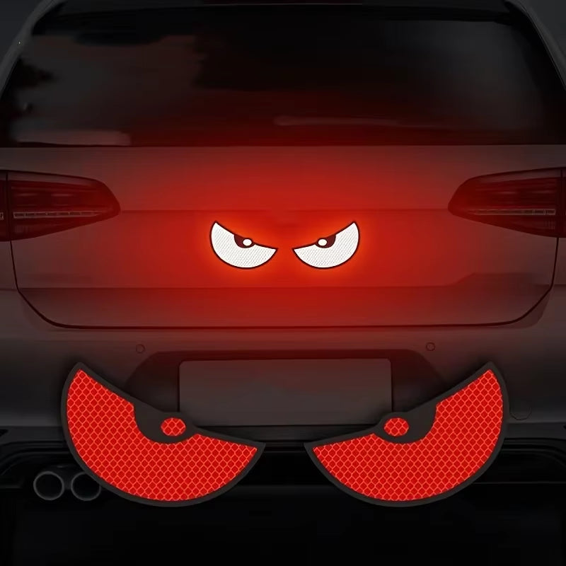 2Pcs Car Reflective Safety Warning Tape Cat Eyes Pattern Night Driving Safety Decals for Auto Truck Motorcycle Reflector Sticker