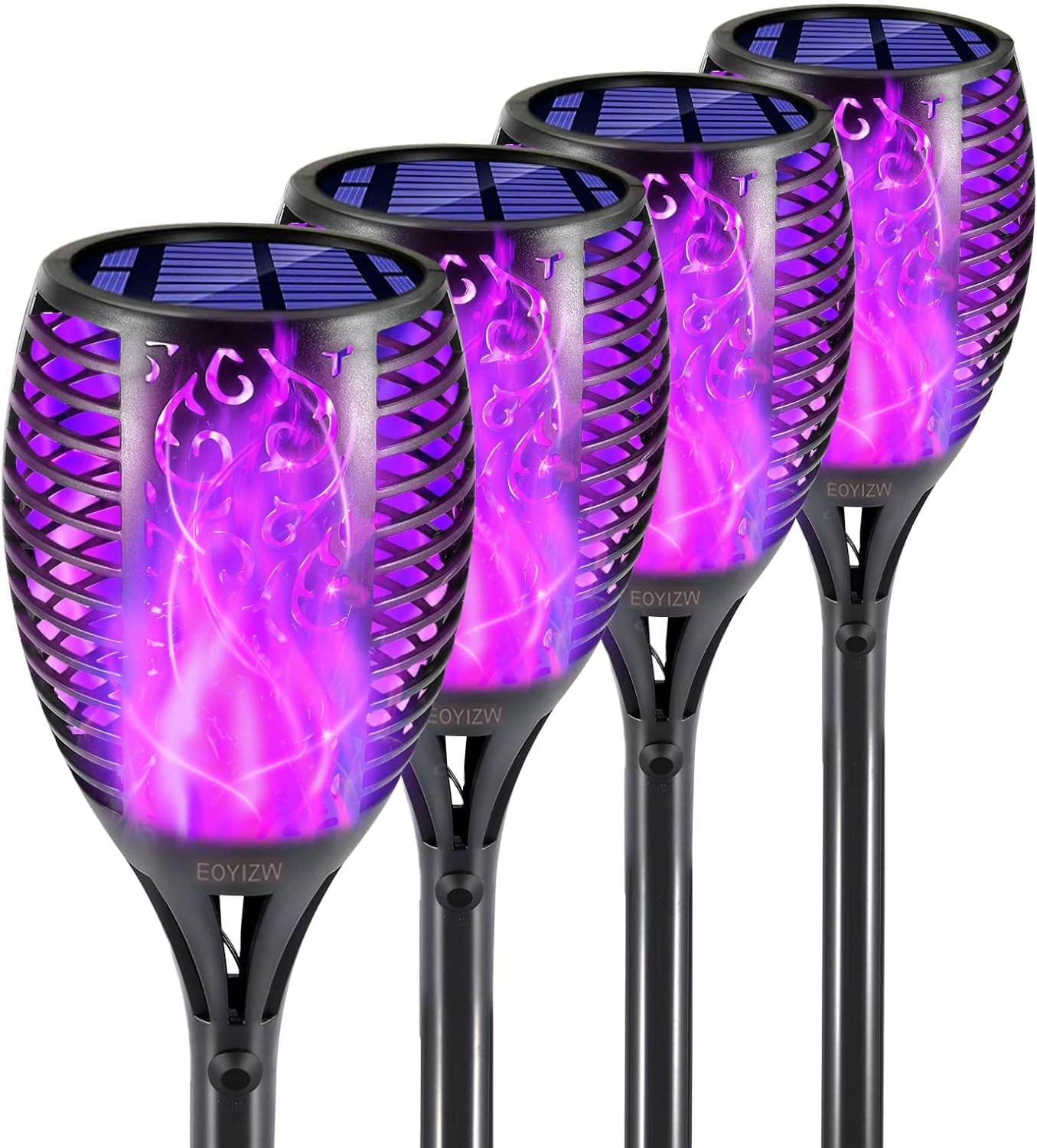 Solar Lights Outdoor 4 Pack, 99 Leds Solar Torch Light with Flickering Flame- IP65 Waterproof Solar Garden Lights, Solar Powered Outdoor Lights for Porch Yard Patio Halloween Decorations