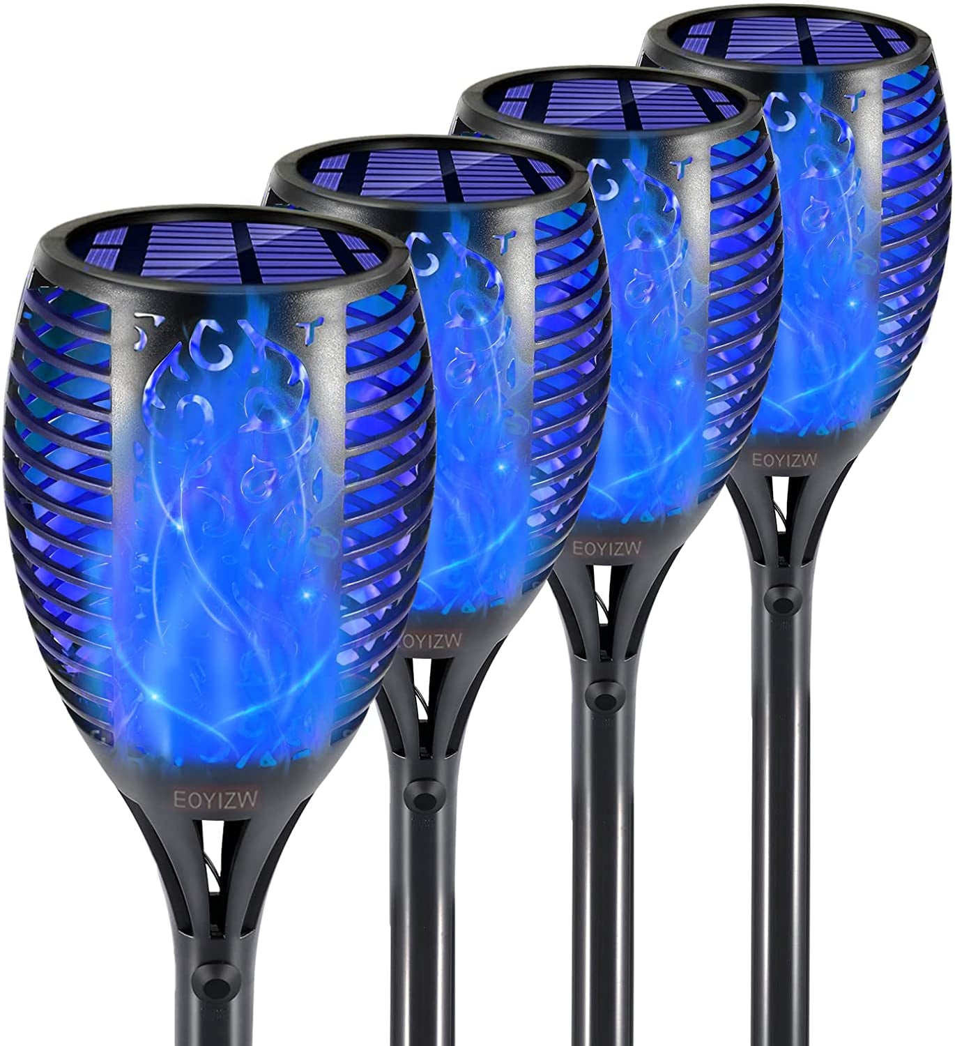 Solar Lights Outdoor 4 Pack, 99 Leds Solar Torch Light with Flickering Flame- IP65 Waterproof Solar Garden Lights, Solar Powered Outdoor Lights for Porch Yard Patio Halloween Decorations