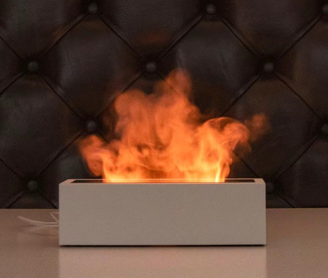 Fire Diffuser Aroma Essential Oil Diffuser Simulation Fire Humidifier with Two Colors of Flames (Black)