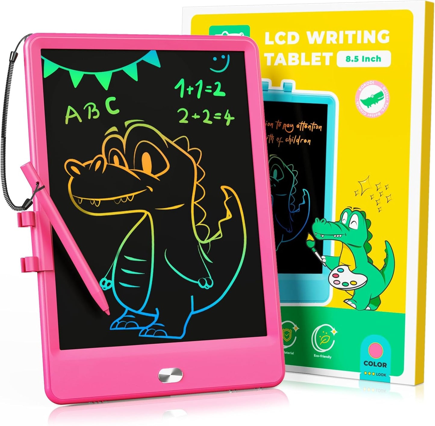LCD Writing Tablet, 8.5 Inch Toddler Doodle Board Drawing Tablet, Erasable Reusable Electronic Drawing Pads, Educational and Learning Toy for 3-8 Years Old Boy and Girls (Pink)