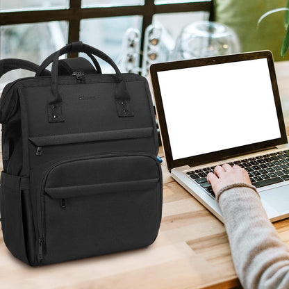 Laptop Backpack for Women, 14 Inch Nurse Teacher Backpack Work College Backpack Travel Bags Computer Laptop Bag Casual Daypack Purse, Black
