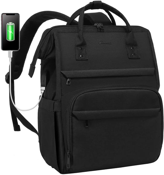 Laptop Backpack for Women, 14 Inch Nurse Teacher Backpack Work College Backpack Travel Bags Computer Laptop Bag Casual Daypack Purse, Black